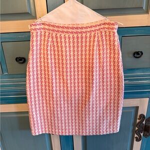 Banana Republic Pink & Cream Houndstooth Pencil Skirt